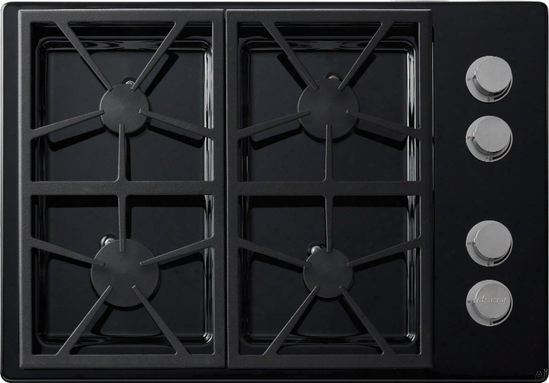 Dacor Distinctive Dtct304gbng 30 Inch Gas Cooktop With Perma-flame Technology, Smartflame Technology, Continuous Grates, 4 Seale Burners, 43,500 Btus, Spill Basin With Permaclean Finish And Downdraft Compatible: Black, Natural Gas