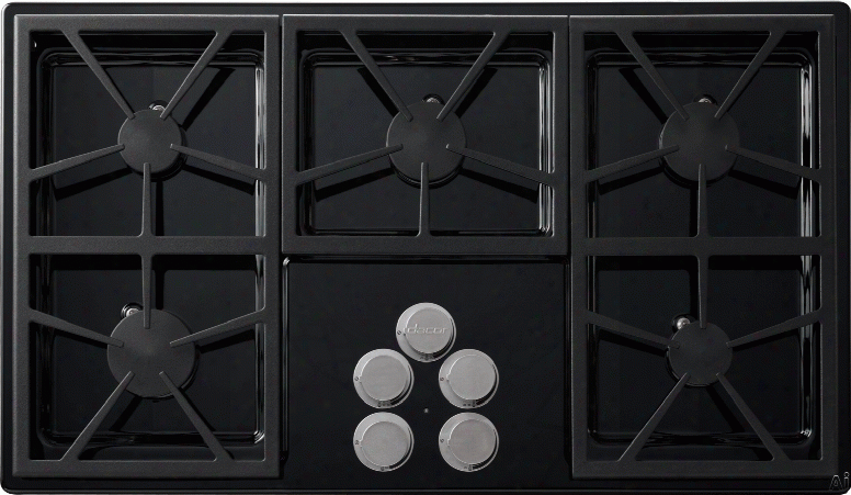 Dacor  Distinctive Dtct365gbng 36 Inch Gas Cooktop With 5 Sealed Burners, 56,000 Btus, Perma-flame Technology, Smartflame Technology, Continuous Grates, Spill Basin With Permaclean Finish And Downdraft Compatible: Black, Natural Gas