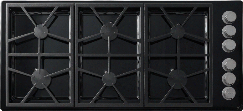 Dacor Distinctive Dtct466gblp 46 Inch Gas Cooktop With 6 Sealed Burners, 64,500 Btus, Perma-flame Technology, Smartflame Technology, Continuous Grates, Spill Basin With Permaclean Finish And Downdraft Compatible: Black, Liquid Propane