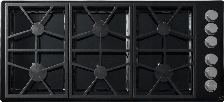 Dacor Distinctive Dtct466gblph 46 Inch Gas Cooktop With 6 Sealed Burners, 64,500 Btus, Perma-flame Technology, Smartflame Technology, Continuous Grates, Spill Basin With Permaclean Finish And Downdraft Compatible: Black, Liquid Propane, High-altitude