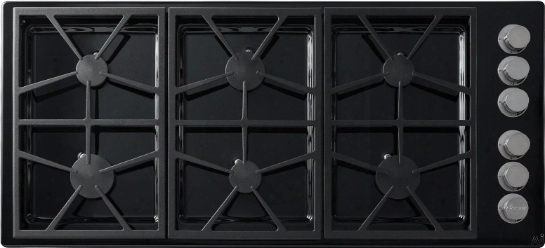 Dacor Distinctive Dtct466gbng 46 Inch Gas Cooktop With 6 Sealed Burners, 64,500 Btus, Perma-flame Technology, Smartflame Technology, Continuous Grates, Spill Basin With Permaclean Finis H And Downdraft Compatible: Black, Natural Gas