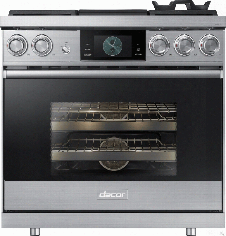 Dacor Modernist Dop36m94das 36 Inch Freestanding Dual Fuel Range With Steam Assist And Convection, Wi-fi Connection, Griddle, Sabbath Mode, 4.8 Cu. Ft Capacity, Illumina␞ Knobs And 4 Sealed Burners: Stainless Steel, Liquid Propane/high Altitude