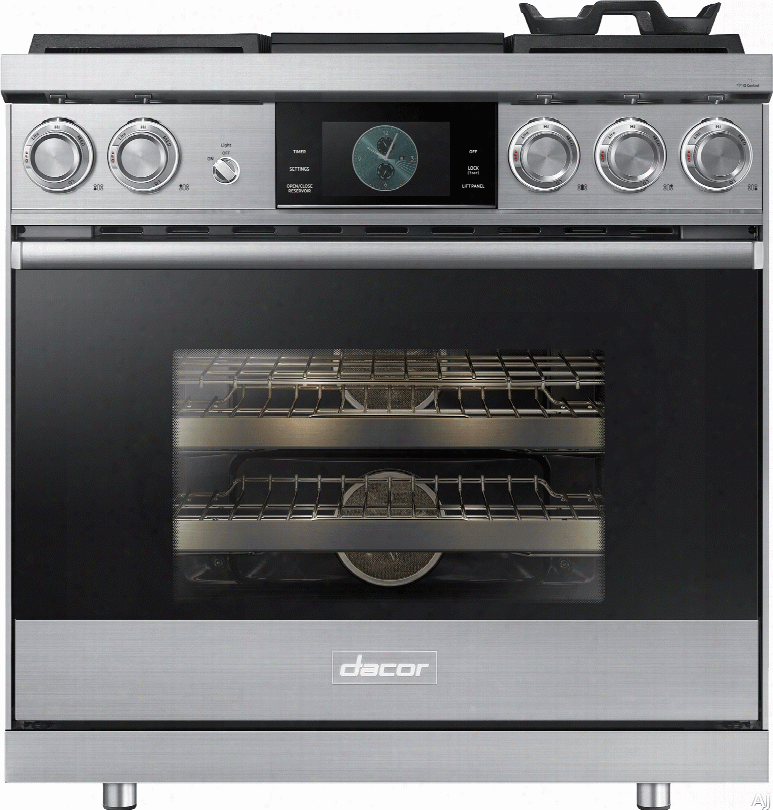 Dacor Modernist Dop36m94dhs 36 Inch Freestanding Dual Fuel Range With Steam Assist And Convection, Wi-fi Connection, Griddle, Sabbath Mode, 4.8 Cu. Ft Capacity, Illumina␞ Knobs And 4 Sealed Burners: Spotless Steel, Natural Gas/high Altitude
