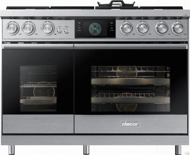 Dacor Modernist Dop48m96das 48 Inch Freestanding Dual Fuel Range With Real Steam␞ And Convection, Wi-fi Connection, Dual Ovens, 6 Sealed Burners, Griddle, Perma-flame␞ Re-ignition, 6.6 Cu Ft. Total Capacity And Sabbath Mode: Stainless Steel, L