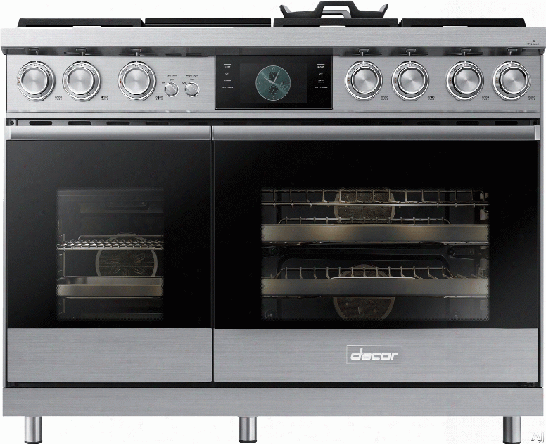 Dacor Modernist Dop48m96dhs 48 Inch Freestanding Dual Fuel Range With Real Steamã¢â�žâ¢ And Convection, Wi-fi Connection, Dual Ovens, 6 Sealed Burners, Griddle, Perma-flameã¢â�žâ¢ Re-ignition, 6.6 Cu Ft. Total Capacity And Sabbath Mode: Stainless Steel, N