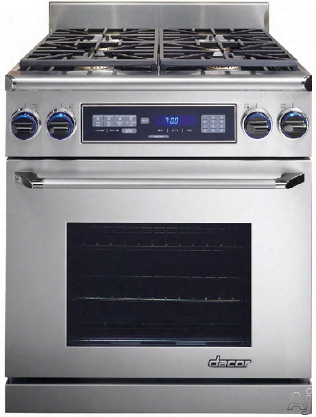 Dacor Renaissance Er30dc 30 Inch Pro-style Dual Fuel Range With 4 Sealed Burners, 18,000 Btu, 3.9 Cu. Ft. Oven Capacity, 3,500 W Broil Element, Pure Convection System, Star-k Certified Sabbath Mode And Perma-flame Technology