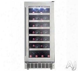 Danby Silhouette Series Dwc031d1bsspr 15 Inch Built-in Wine Cellar With 28 Bottle Capacity, 6 Silicon Buffer Wave Storage Shelves, Recessed White Led Lighting, Audible Alarm Alerts And Reversible Door Hinge