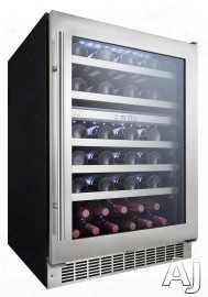 Danby S Ilhouette Series Dwc053d1bsspr 24 Inch Built-in Wine Cellar With 51 Bottle Total Capacity, Dual Temperature, 16 Bottle Upper-zone Storage, 35 Bottle Lower-zone Storage, Wave Storage System Shelving, Recessed White Led Lighting, Audible Alarm Alerts