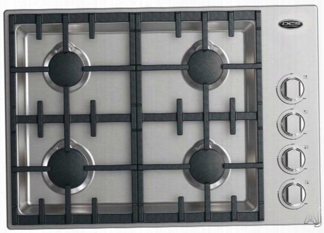 Dcs Cdv2304h 30 Inch Gas Cooktop With 4 Sealed Dual Flow Burners, Dishwasher Safe Continuous Grates, Simmer Setting On All Burners And Illuminated Metal Konbs