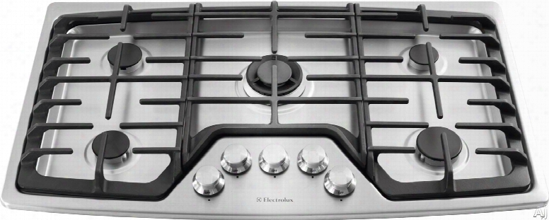 Electrolux Ew36gc55p 36 Inch Gas Cooktop With 5 Sealed Burners, Professional-grade Control Knobs, Min-2-max Dual-flame Sealed Burner, Continuous Cast Iron Grates, Ada Compliant Design And Electric Pilotless Ignition