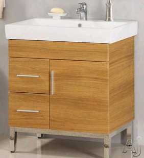 Empire Industries Daytona Collection Dk3012popl 29 Inch Contemporary Vanity With Cabinet Door, 2 Drawers On Left Side, Blum Hinges And Optional 30 Inch Kira Ceramic Countertop: Pickled Oak, Polished Frame