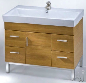 Empire Industries Daytona Collection Dm4014pop 38 Inch Contemporary Vanity With Cabinet Door, 4 Drawers, Blum Hinges And Optional 40 Inch Milano Ceramic Countertop: Pickled Oak, Polished Frame