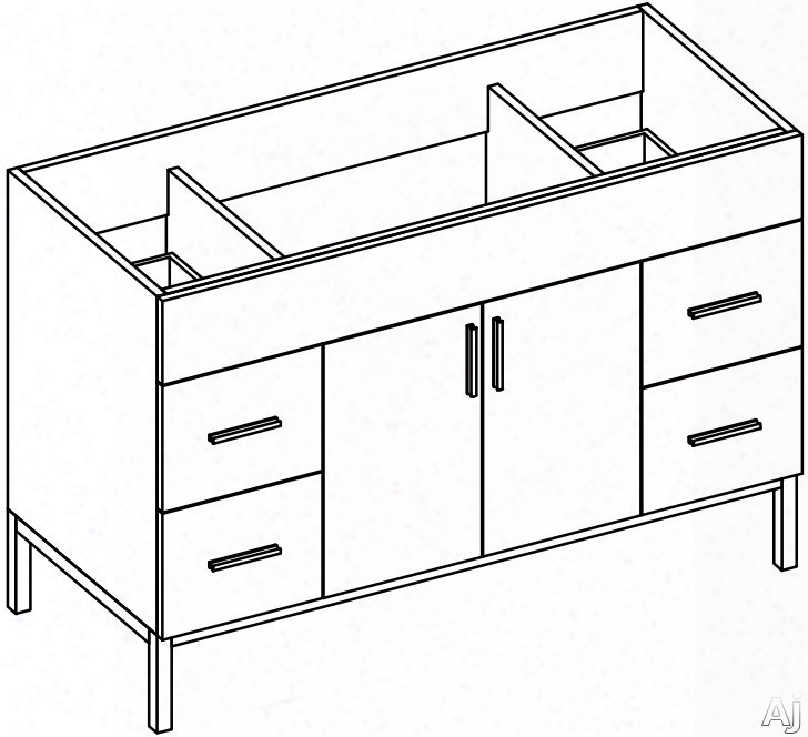 Empire Industries Daytona Colleciton Ds4824pop 48 Inch Contemporary Vanity With 2 Doors, 4 Drawers, Blum Hinges And Optional Stone Countertops: Pickled Oak, Polished Frame