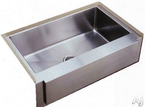 Empire Industries F30s1 30 Inch Apron Front Single Bowl Stainless Steel Sink With 10 Inch Bowl Depth, 16-gauge, Beveled Front And 1 Faucet Hole