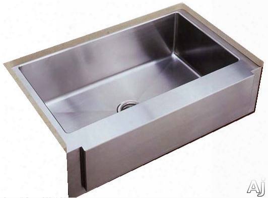 Empire Industries F36s 36 Inch Apron Front Single Bowl Stainless Steel Sink With 10 Inch Bowl Depth, 16-gauge, Beveled Front, 5 Faucet Holes And Fully Undercoated