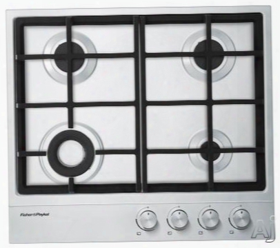 Fisher & Paykel Cg244d 24 Inch Gas Cooktop With 4 Sealed Burners, Mini-wok Burner, Innovalve Technology, Auto-reignition, Cast-irons Trivets, Electronic Ignition And Wok Stand