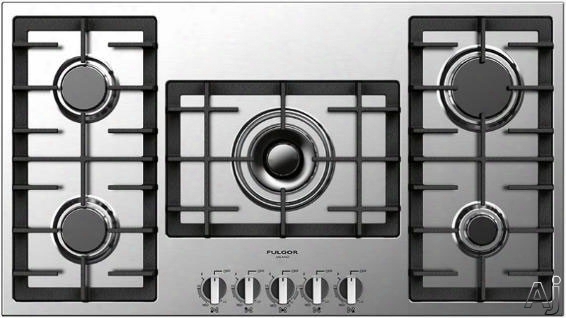 Fulgor Milano 400 Series F4gk36s1 36 Inch Gas Cooktop With 5 European Sealed Burners, Dual Crown Burner, Flame Out Sensing, Heavy Duty Cst Iron Grates, Electronic Re-ignition And Largo Design