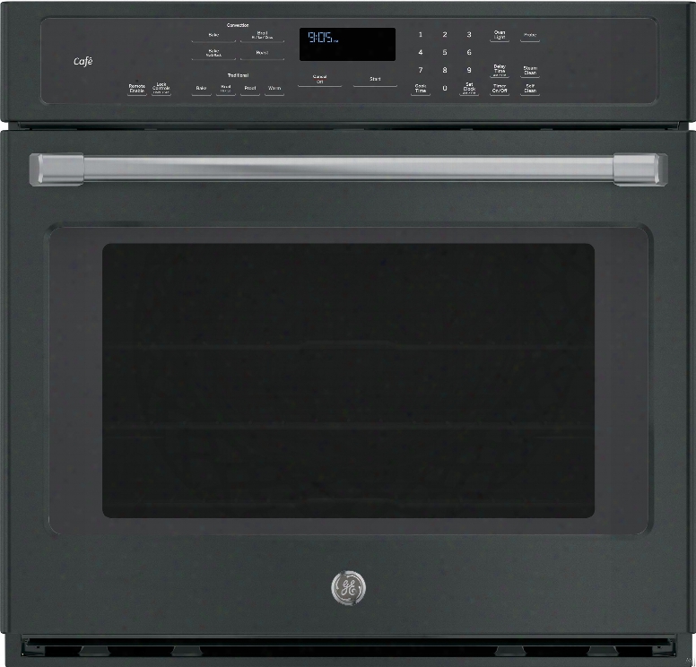 Ge Cafe Series Ct9050s 30 Inch Single Electric Wall Oven With 5.0 Cu. Ft. True European Convection Oven Capacity, Wifi Connect, Inteerior Halogen Lighting, Ge Fits! Guarantee, Star-k Certified Sabbath Mode And Self-cleaning Steam Technology