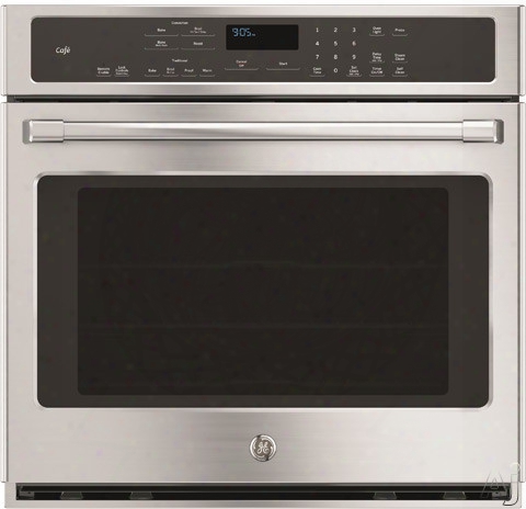 Ge Cafe Series Ct9050shss 30 Inch Single Electric All Oven With 5.0 Cu. Ft. True European Convection Oven Capacity, Wifi Connect, Interior Halogen Lighting, Ge Fits! Guarantee, Star-k Certified Sabbath Mode And Self-cleaning Steam Technology: Stainless S