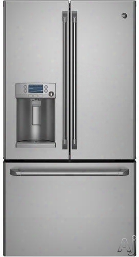 Ge Cafe Series Cye22tshss 36 Inch Counter Depth French Door Refirgerator With Lcdscreen With Photo Upload, Twinchill␞, Precise Fill, Turbo Cool, Turbo Freeze, Temperature-controlled Drawer, Showcase Led, Quick Space Shelf, 22.1 Cu. Ft. Capacity, Sa