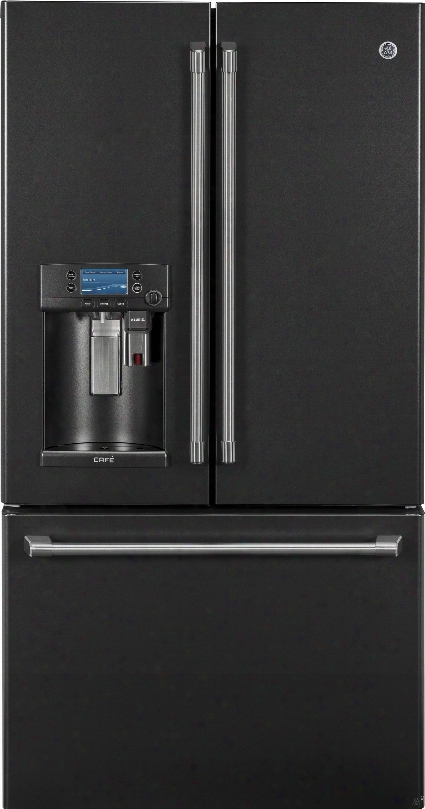 Ge Cafe Series Cye22u 36 Inch Counter Depth French Door Refrigerator With Keurig K-cup System, Wifi Connect, Hot Water Dispenser, Twinchill␞ Evaporators, Temperature-controlled Drawer, Showcase Led Lighting, 22.2 Cu. Ft. Capacity, Sabbath Mo