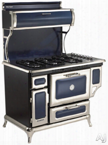 Heartland Classic Collection 720000gcbl 48 Inch Freestanding Gas Range With 6 Sealed Burners, 3.6 Cu. Ft. Manual Clean Oven, 16,500 Btu Bake/broil Burner, Storage Compartment, Concealed Electronic Control Panel And 350 Cfm Exhaust System: Cobalt, Natural 