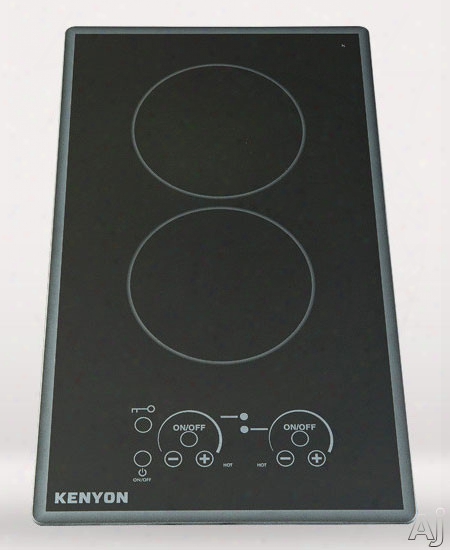 Kenyon Lite-touch Cortez Series B4177 21 Inch Electric Cooktop With 2x1,200 Watt Burners, Ceramic Glass With Mirror-finish Beveled Edge Surface, Infrared Life-touch Technology And Digital Touch Control