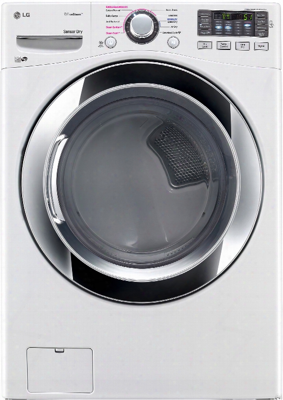 Lg Steamdryer Series Dlex3370w 27 Inch Electric Dryer With Truesteam␞, Smartdiagnosis␞, Sensor Dry, Wrinkle Care, Speed Dry, 10 Drying Cycles, 5 Temperature Settings, Stacking Capability, Led Display Controls, 7.4 Cu. Ft. Capacity And Energy S
