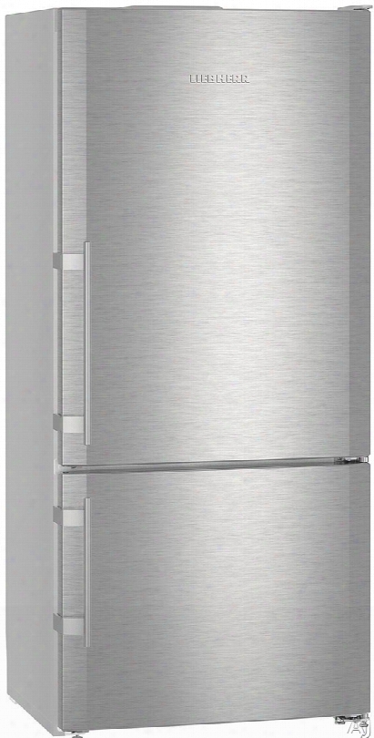 Liebherr Cs1400rim 30 Inch Counter Depth Bottom-freezer Refrigerator With Duocooling, Smartsteel Construction, Ice Maker, Supercool, Led Lighting, Height Adjustable Glass Shelving, Two Vegetable Drawers, Softsystem, Energy Star And 12.8 Cu. Ft. Capaci