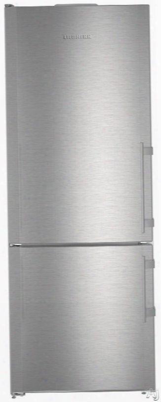 Liebherr Cs1640bl 30 Inch Counter Depth Bottom Freezer Refrigerator With Uocooling, Smartsteel, Ice Maker, Water Tank, Supercool Setting, Led Lighting, Adjustable Glassline Shelving, Dual Vegetable Drawers, Energy Star And 15.9 Cu. Ft. Capacity: Left Hin