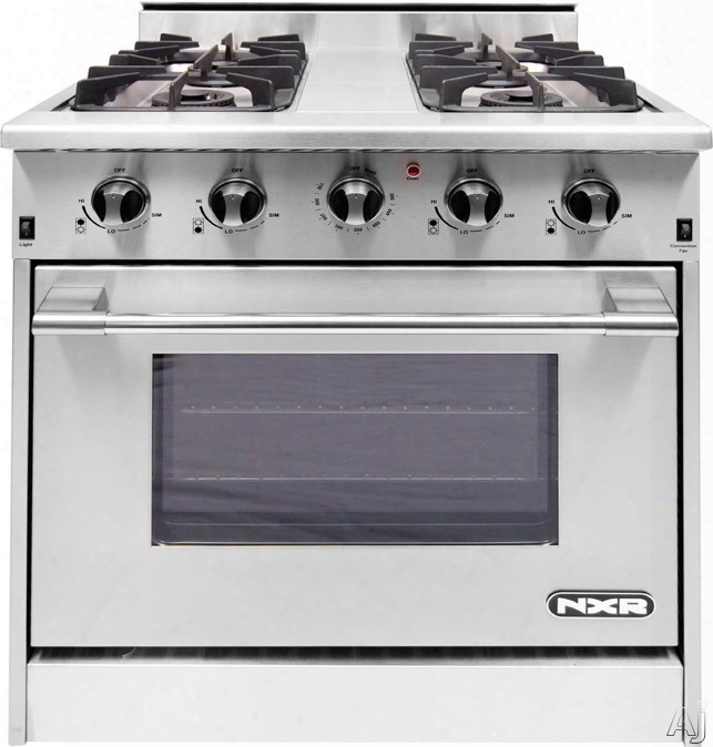 Nxr Drgb3001 30 Inch Pro-style Gas Range With 4.2 Cu. Ft. Convection Oven, 4 Sealed Burners, Simmer Burner, 16,500 Btu Infrared Broiler, Heavy Duty Cast-iron Grates, Extra Large Oven Window And Towel-bar Handle