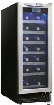 Danby Silhouette Series DWC276BLS 12 Inch Built-in Wine Cooler with 27-Bottle Capacity, 7 Sliding Black Wire Shelves and Interior Blue LED Display Light: Black with Stainless Steel Door Trim