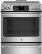 GE Cafe Series CHS985SELSS 30 Inch Slide-In Induction Electric Range with WiFi Connect, True Convection, Chef Connect, Precision Cooking Probe, Warming Drawer, Steam Clean, LED Backlit Knobs, 5 Heating Elements, 5.3 cu. ft. Total Capacity, ADA Compliant a