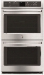 GE Cafe Series CT9550SHSS 30 Inch Double Electric Wall Oven with Respective 5.0 cu. ft. True European Convection Oven Capacity, WiFi Connect, Interior Halogen Lighting, Self-Cleaning Steam Technology, GE Fits! Guarantee and Star-K Certified