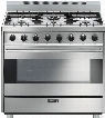 Smeg Classic Design C36GG 36 Inch Freestanding Gas Range with 6 Sealed Burners, Cast Iron Grates, 4.4 cu. ft. Convection Oven, Ever-Clean Enamel Interior and 2 Oven Lights