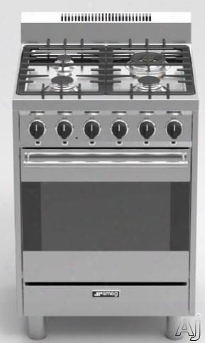 Smeg C24ggxu 24 Inc Gas Range With 2.8 Cu. Ft. Convection Oven, 4 Sealed Burners With Up To 30,800 Total Btu, Wok Ring, Moka Ring, Baking Tray, 5 Rack Positions, Electronic Ignition And Ever-clean Enamelled Oven Interior