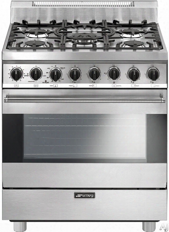 Smeg C30gg 30 Inch Freestanding Gas Range With 3.5 Cu. Ft. Convection Oven, 5 Sealed Burners, Ever-clean Enameled Oven Interior, Broil Mode, Defrost Mode, Kitchen Timer And Electronic Ignition