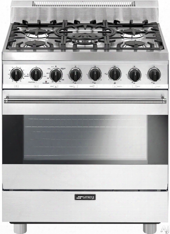 Smeg C30ggbu 30 Inch Freestanding Gas Range With 3.5 Cu. Ft. Covnection Oven, 5 Sealed Burners, Ever-clean Enamel Ed Oven Interior, Broil Mode, Defrost Mode, Kitchen Timer And Electronic Ignition: White