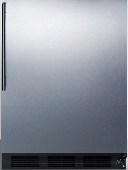 Summit Ct663bbisshv 24 Inch Compact Refrigerator With 5.1 Cu. Ft. Capacity, 2 Adjustable Glass Shelves, Crisper Drawer, 3 Door Bins, Wine Rack, Freezer Compartment, Interior Lighting And Dial Thermostat: Pro Handle