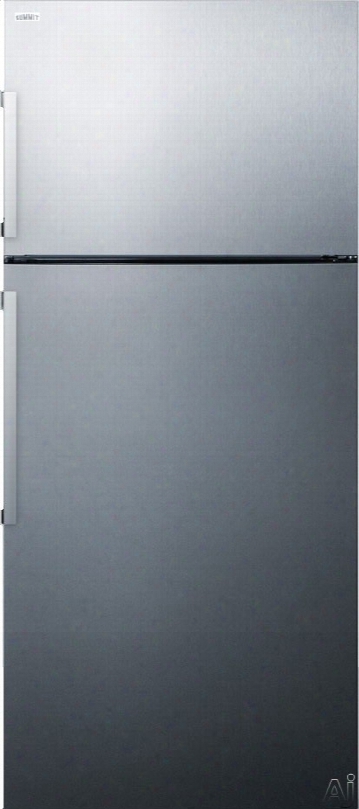 Summit Ff1511ss 28 Inch Top Freezer Counter Depth Refrigerator With 12.6 Cu. Ft. Capacity, 3 Adjustable Glass Shelves, Crisper Drawer, 3 Door Bins, Glass Freezer Shelf, Led Lighting, Digital Thermostat And Energy Star Rated: No Ice Maker