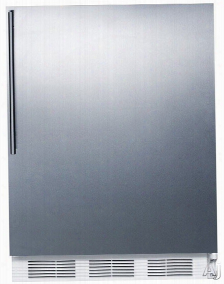 Summit Ff61bisshv 24 Inch Built-in Compact Refrigerator 5.5 Cu. Ft. Capacity, 3 Adjustable Gla$s Shelves, Crisper Drawer, 3 Door Bins, Wine Rack, Interior Lighting And Dial Thermostat: Pro Handle On Stainless Steel