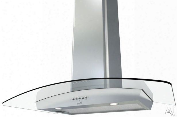 Zephyr Brisas Series Bmie30bg Wall-mount Chimney Range Hood With 600 Cfm Internal Blower, 3 Speed Levels, Halogen Lighting, Push Button Controls And Glass Canopy: 30 Inch Width