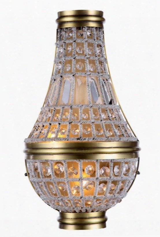 1209w9fg/rc 1209 Stella Collection Wall Sconce W: 9.5in H: 17.5in Ext: 4.5in Lt: 2 French Gold Finish Royal Cut Crystal