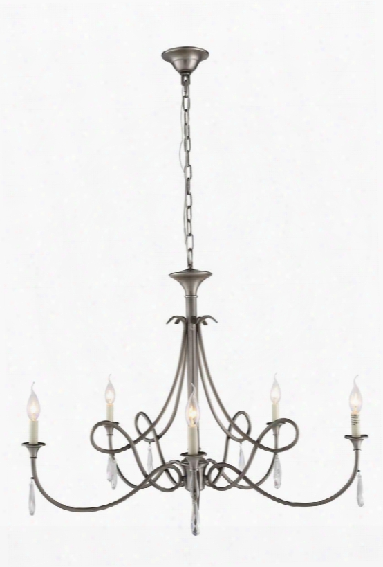 1470g37vn 1470 Jolie Collection Chandelier D: 37 H: 29 Lt: 5 Vintage Nickel