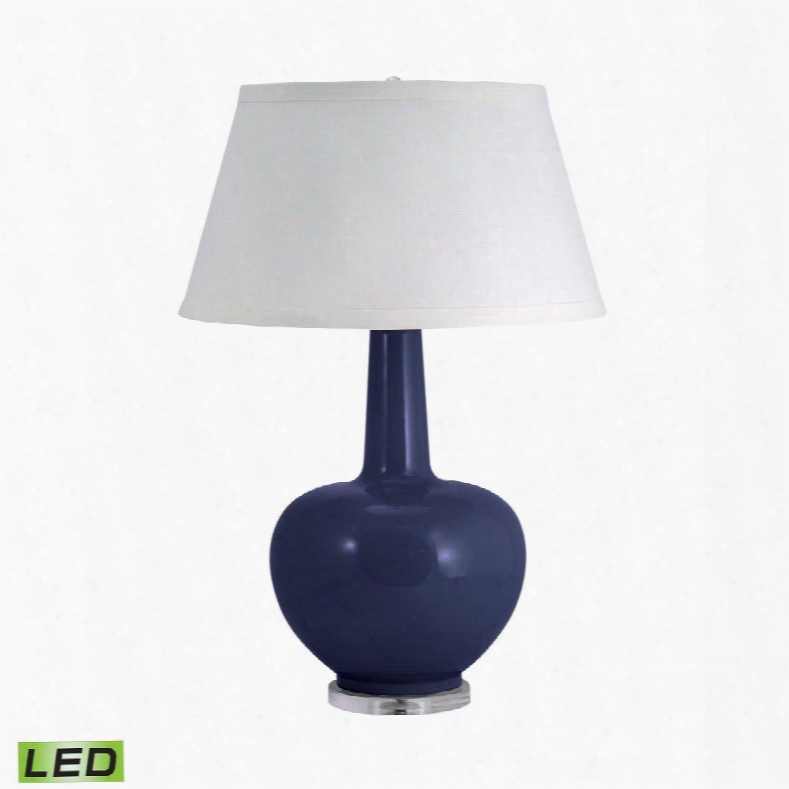 204nb-led Porcelain Led Table Lamp In Navy Blue