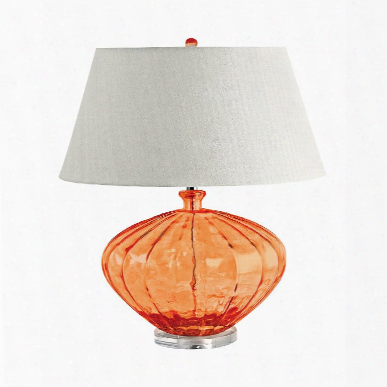 209 Recycled Fluted Glass Urn Table Lamp In Orange