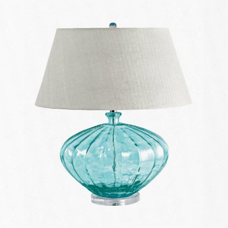 210 Recycled Fluted Glass Urn Table Lamp In Blue