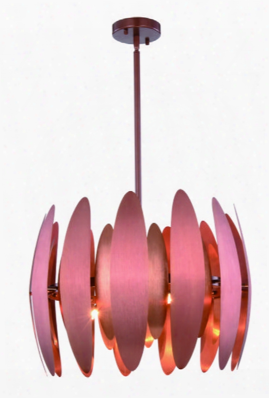 2111d20bc Lily Collection Pendant Lamp D:20 H:14.5 Lt:6 Brushed Copper