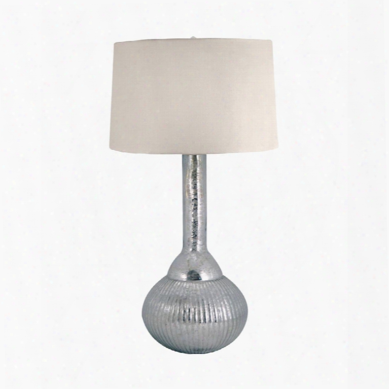 217 Fluted Mercury Glass Table Lamp In Silver Silver