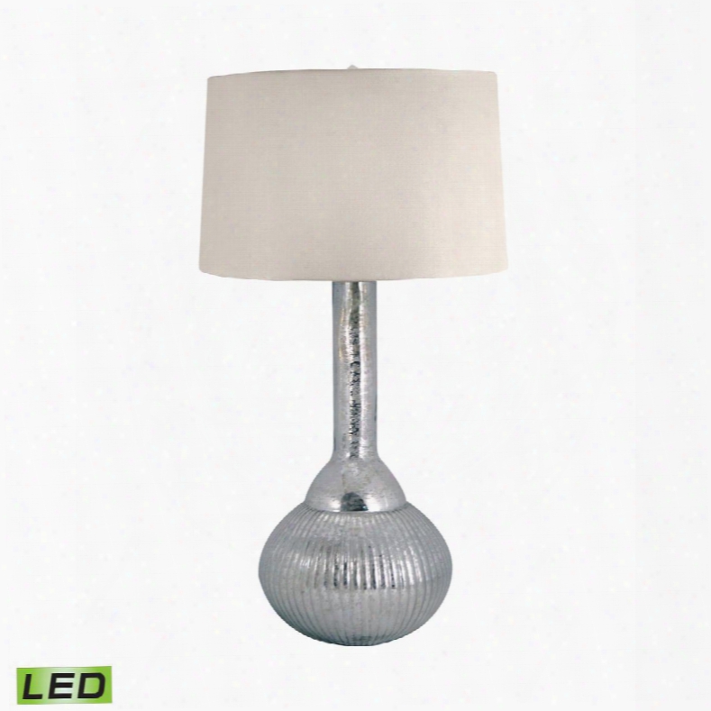 217-led Fluted Mercury Glass Led Table Lamp In Silver Silver